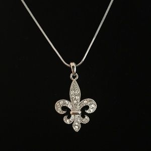 Fleur-de-lis pendant with 18" snake chain.
